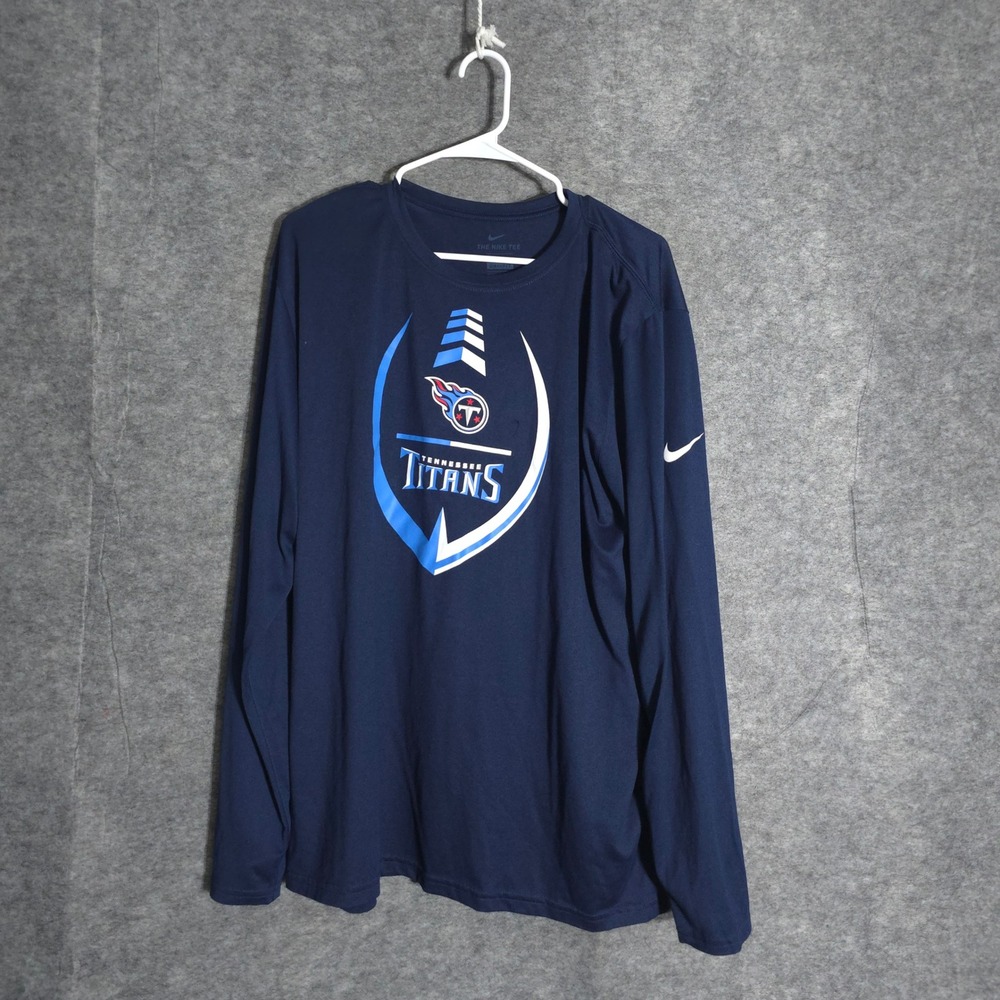 Nike Tennessee Titans Shirt Mens XXL Navy Blue Dri-FIT Long Sleeve NFL‎ Graphic